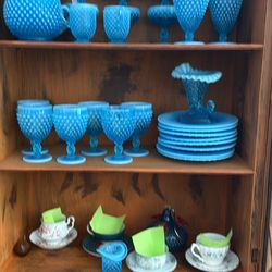 Antique hobnail glassware w/plates etc
