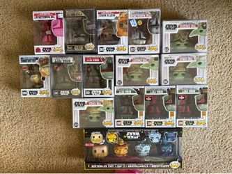 Star Wars mandalorian grogu Funko pops sealed
