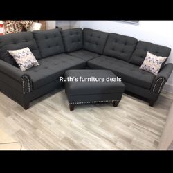 3-pc Sectional Sofa With Storage Ottoman 