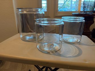 Three Heavy-Duty Glass Jars