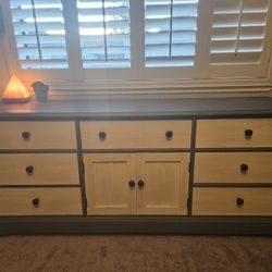 Solid Wood Dresser + 2 Nightstands, Farmhouse Two-Tone Bedroom Set