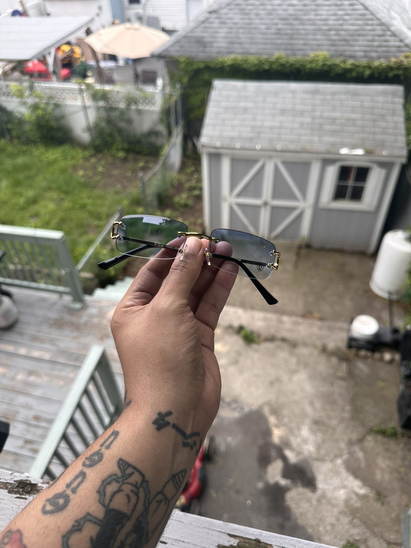 Cartier Shades Blue Tint , Gold frames