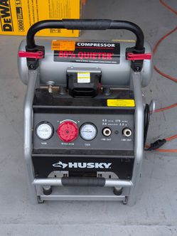 Husky 4.5 Gal. 175 PSI Portable Electric Oil-Free Quiet Twin Stack Air Compressor – Used