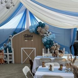 Barn Backdrop , Farm Balloon Garland