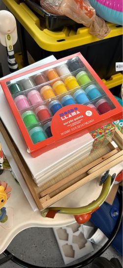Acrylic paint, canvas and canvas holders