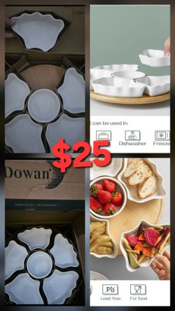 Lazy susan DOWAN 360° Rotatable Serving Tray and Platters, 12 Inch Divided Serving Bowls