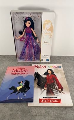 Disney Mulan Style Series Doll with Books Bundle