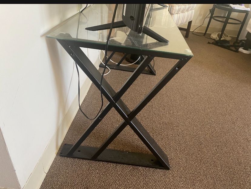 3PC GLASS TOP&METAL TV STAND