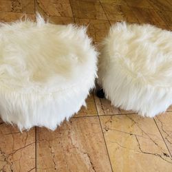 Beautiful Fuzzy Ottoman Chairs 