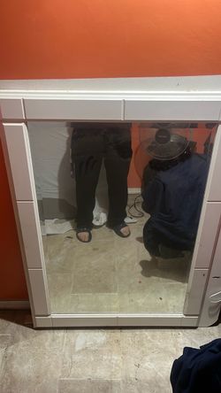 Large White Framed Wall Mirror