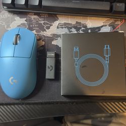 LIMITED EDITION Logitech PRO X2 Wireless Optical Gaming Mouse Blue Powerplay Compatible