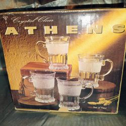 boxed set of four 14 oz. Frosted Crystal Mugs from the "Athens"