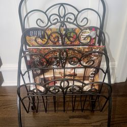 Vintage French Iron 3-Tier Magazine Rack: Rustic Home Decor