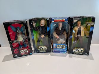 Lot of 4 Star Wars 12" Figures Watto Luke Skywalker Ki-Adi-Mundi Barquin D'an