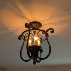 Wrought Iron 3-bulb Light Fixture 