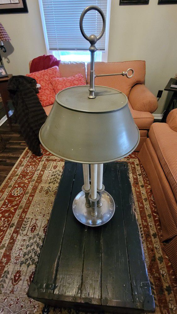 Antique Bouillotte 3 Candlestick Table Lamp Metal Shade