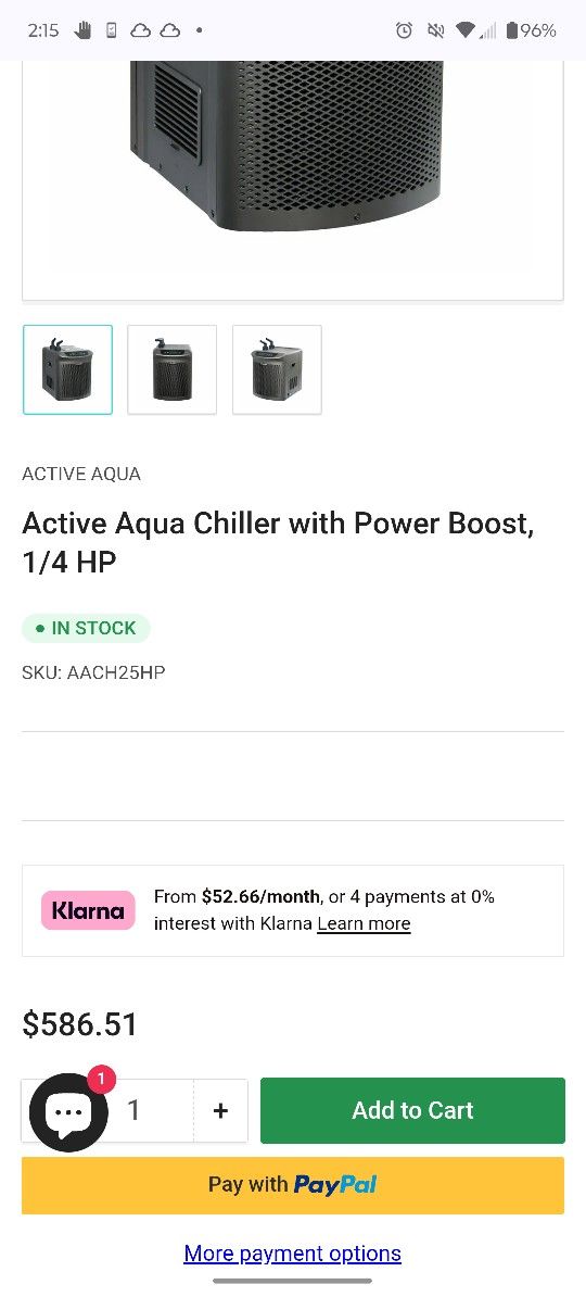 Active Aqua 1/4 Hp Water Chiller Brand New In Box