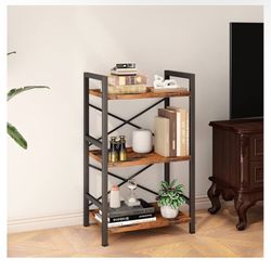 Homeiju Bookshelf, 3 Tier Industrial Bookcase, Metal Small Bookcase, Rustic Etagere Book Shelf Storage Organizer 