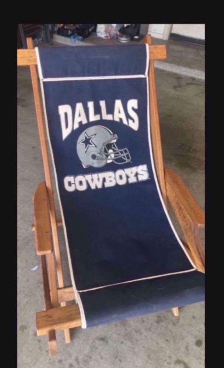 Vintage Dallas Cowboys - Beach Lounger - Teak - Folding
