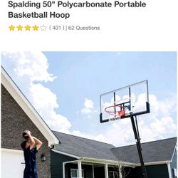 50" Basketball Hoop (Spalding) Portable Polycarbonate 