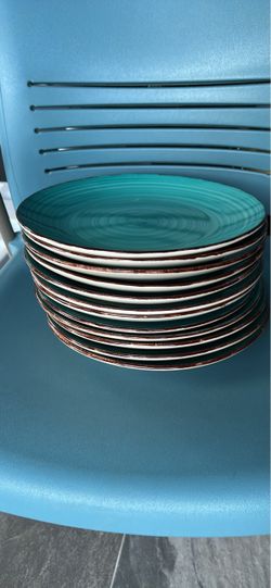Teal Swirl Ceramic Dinner Plates Set