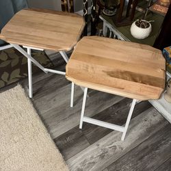 NEW set of solid hardwood folding tv trayso