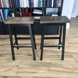 2 Wood Saddle Stools Bar Chair 