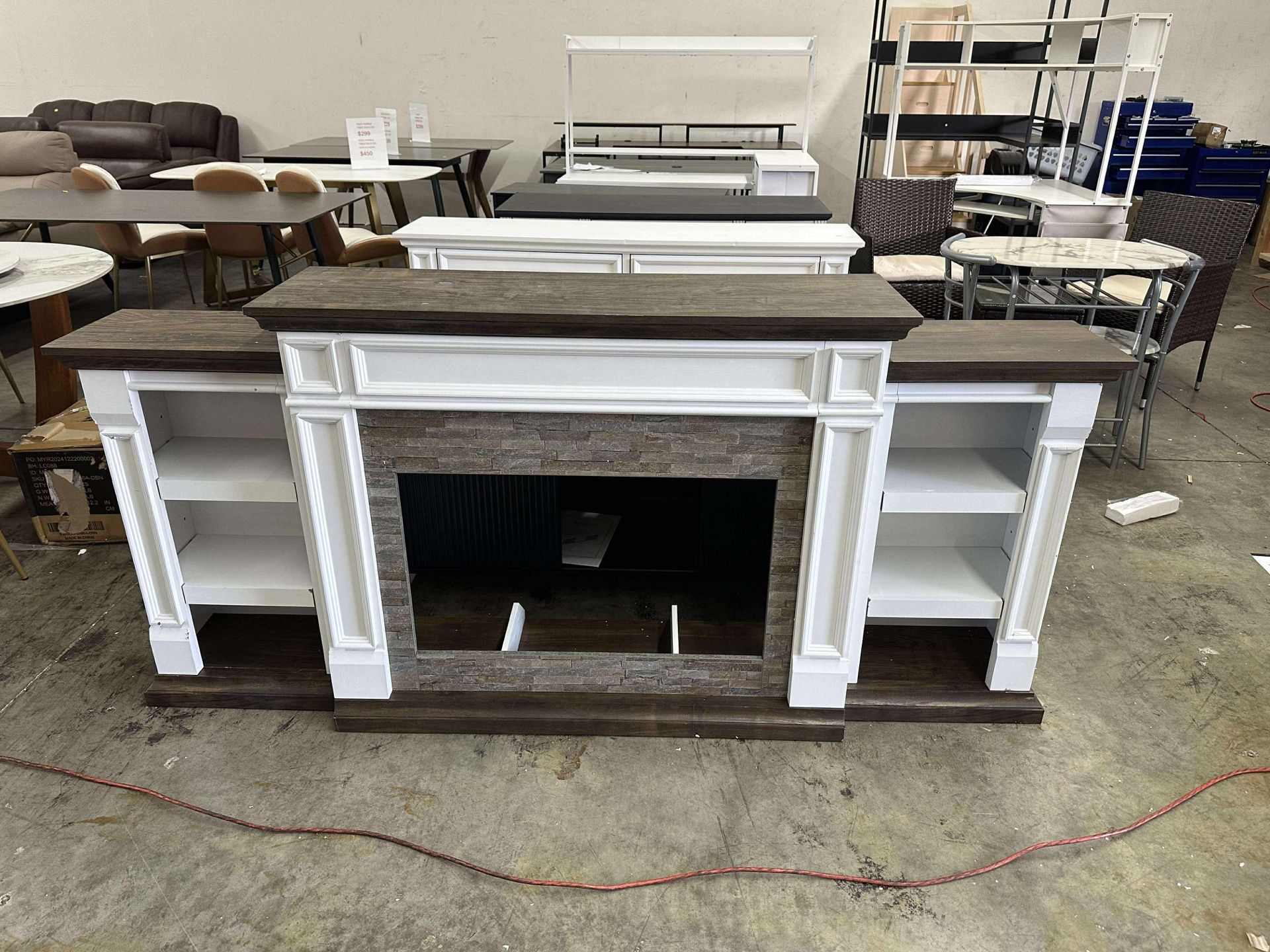 72”TV Stand for TVs Up to 80 Inch(fireplace not included,some damage)