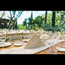 Stone Table Numbers 1-11, With Bride And Groom Sign