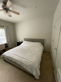 King Size Upholstered Bed Frame – Gray ✨