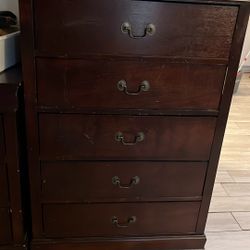 Brown Dresser With Mirror And  Night Stand 