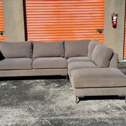 Elegant Brown Fabric Sofa 