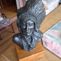 William Moyers Cowboy Artist of America 1969 Bronze 5/40 War Bonnet Leanin Tree