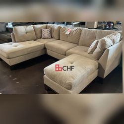Modern 3 Pc Sectional Sofa With Ottoman