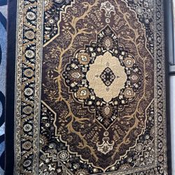 8x10 Persian Style Area Rug – Rich Brown & Gold Medallion Carpet 