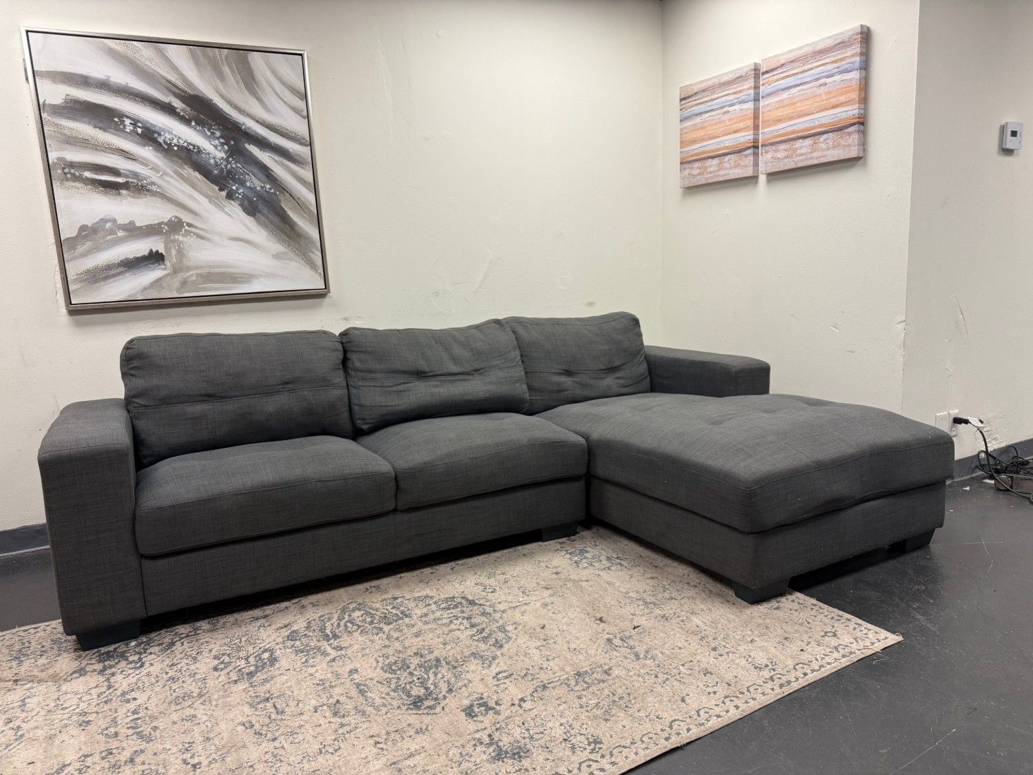 Beautiful Gray Sectional Sofa with Chaise- Delivery Available!