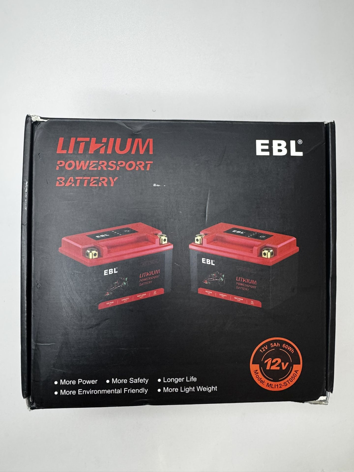 EBL Lithium Powersports Motorcycle Battery Model# MLI12-ST050A