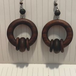 Wooden Hanging Hoop Earrings
