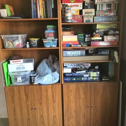 Teak Book And Game Shelving Unit