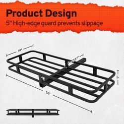 Hitch Cargo Carrier,53"x19"x5" 500lb Heavy-Duty Tow Hitch Cargo Basket with Net&Stabilizer&Ratchet Straps,2" Receiver for SUV/Car,Camping