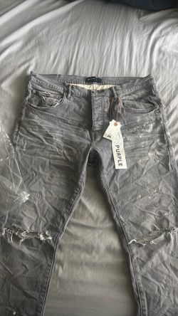 Purple Jeans (Poo1 Grey Knee Slit)