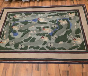 Rug - Golf Course Handmade Tufted 9 Hole Marble Game Area Rug HTF *Please Read Description