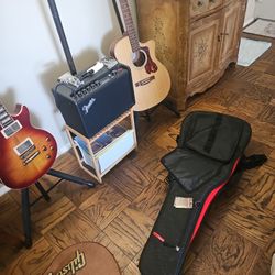 Gibson 2019 Lespaul Model And Guil Electric Acoustic Guitar 