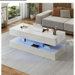 Floating White Led Coffee Table