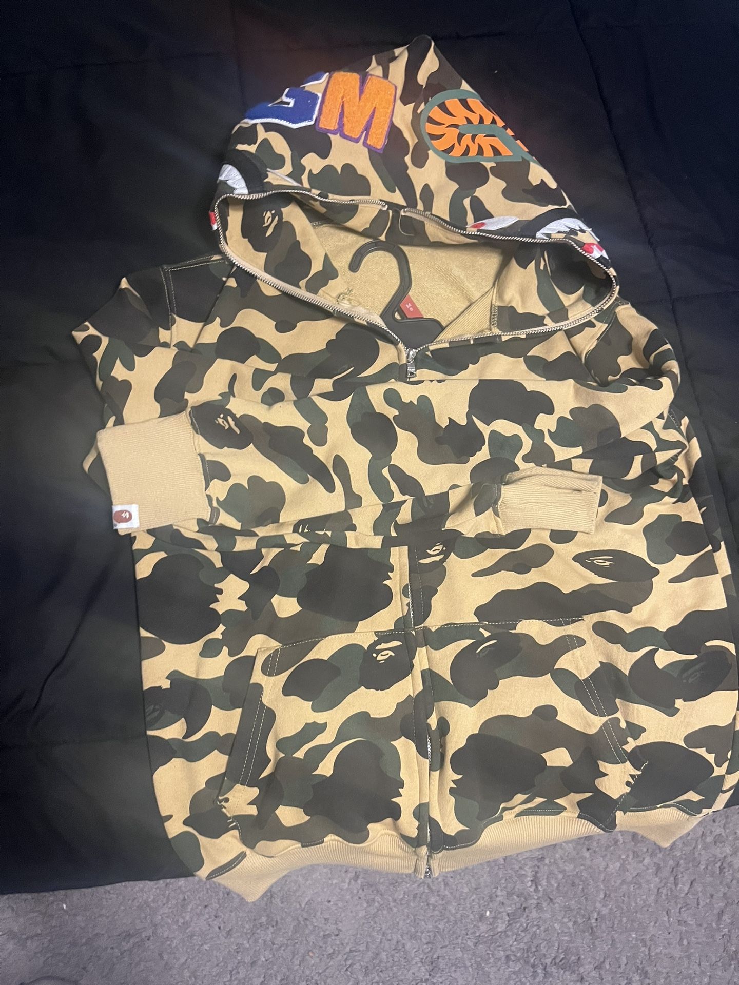 BAPE 1st Camo Shark Full Zip Hoodie 'Yellow'