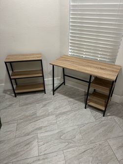 Computer Desk and side Bookcase