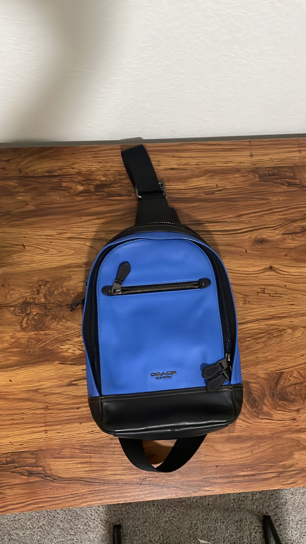 Vintage Japanese leather blue coach bag