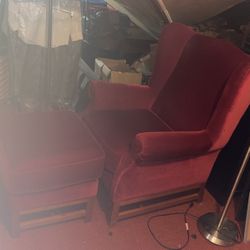 Wind Red Chair With ottoman