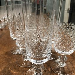 Vintage Crystal Champagne Flutes - Set Of 6