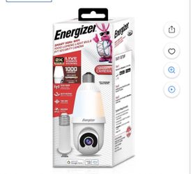 Energizer 1000 Lumens Light Bulb Camera, 2K Outdoor Smart Home Security Camera w/ Auto-Motion, White